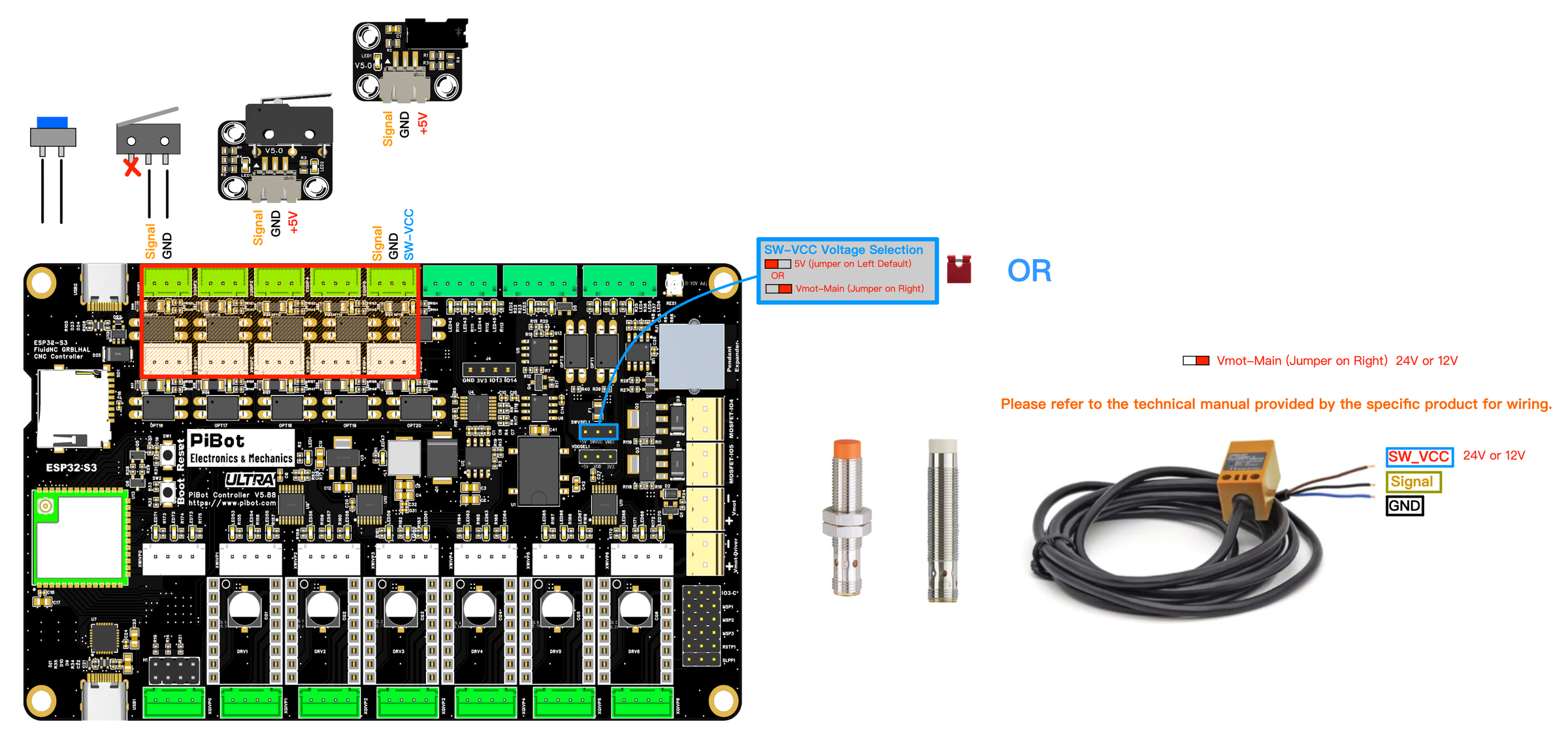 Optical or mechanical Endstop V5 connection to PiBot V5.88 Ultra